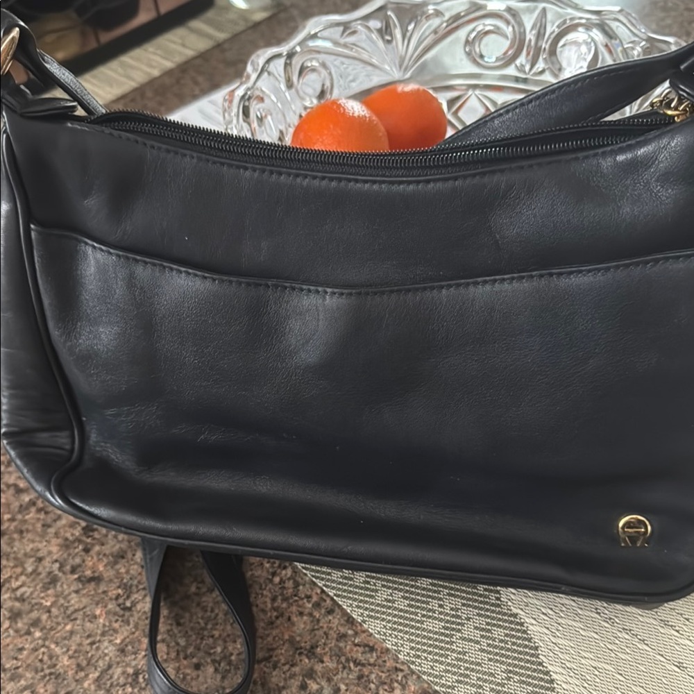 Black Crescent Shoulder Bag with Adjustable Strap